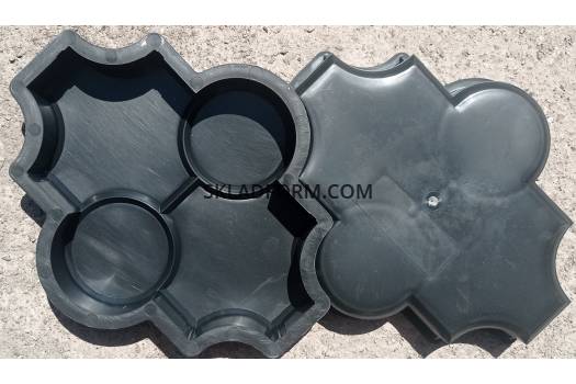 Формы для тротуарной плитки Клевер с кругами гладкий 4,5 см